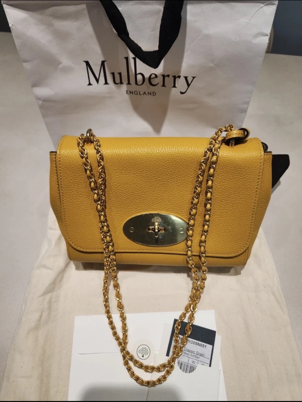 Mulberry Small Leather Shoulder Bag in Mustard Yellow